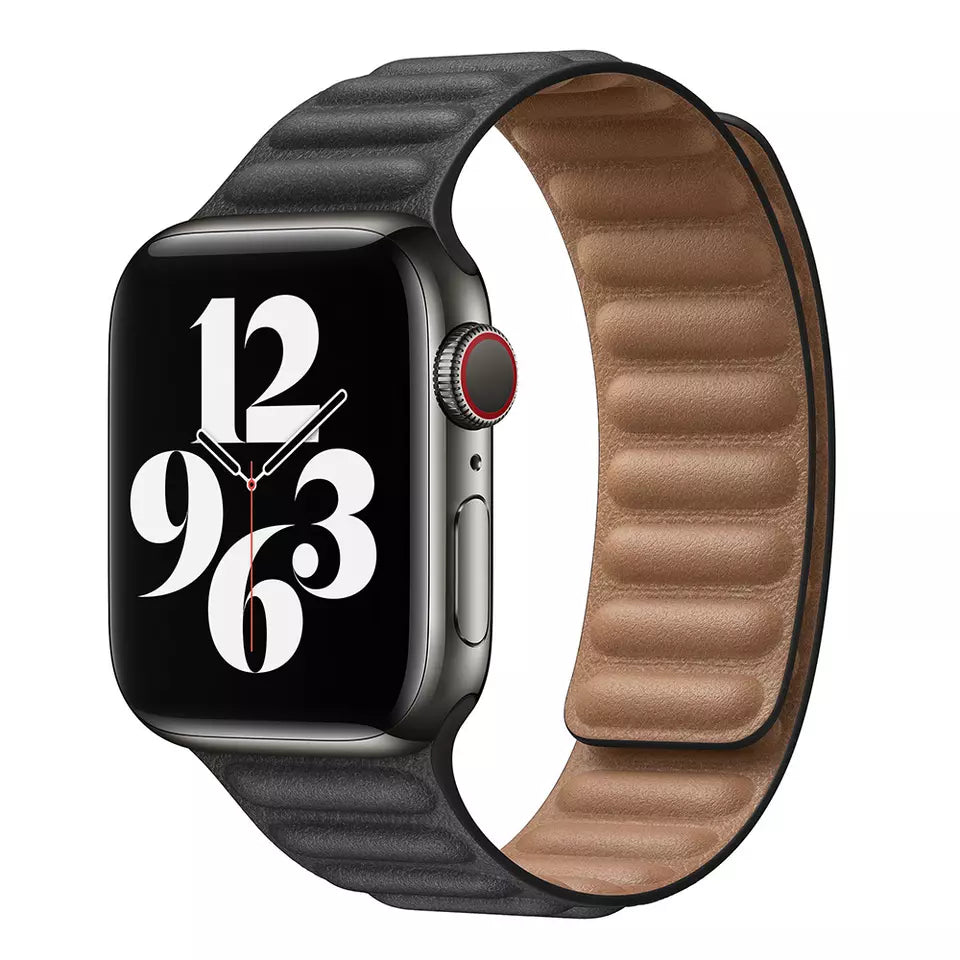 Bracelet, cuir noir magnétique pour Apple Watch –